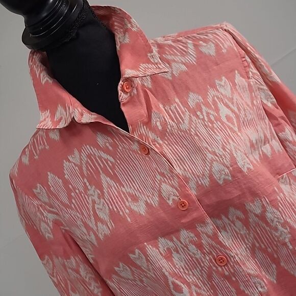 Jones New York sz S 100% linen button front collared - Picture 2 of 9